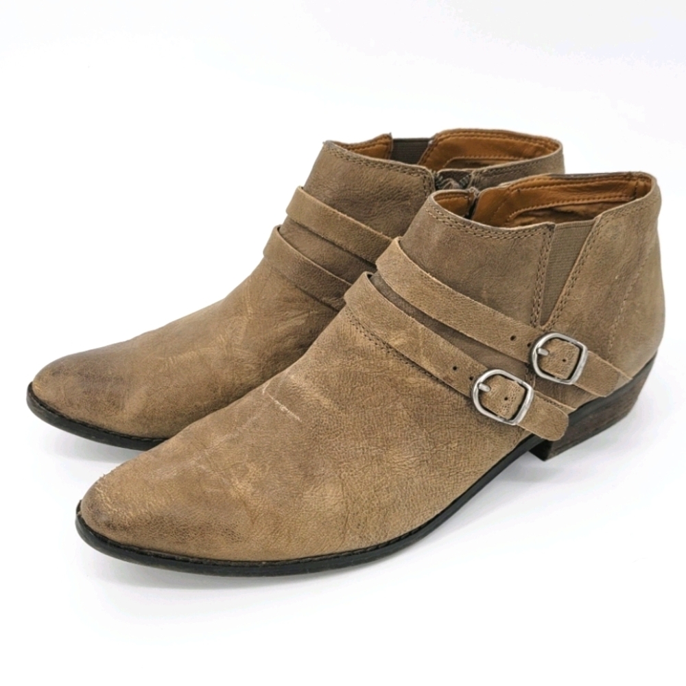 Lucky Brand Leather Point Toe Ankle Boots Brown